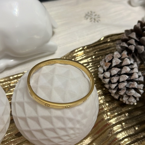 Stainless Steel Gold Plated Screw Cubic Zirconia
Bracelet Bangle - Picture 3 of 7